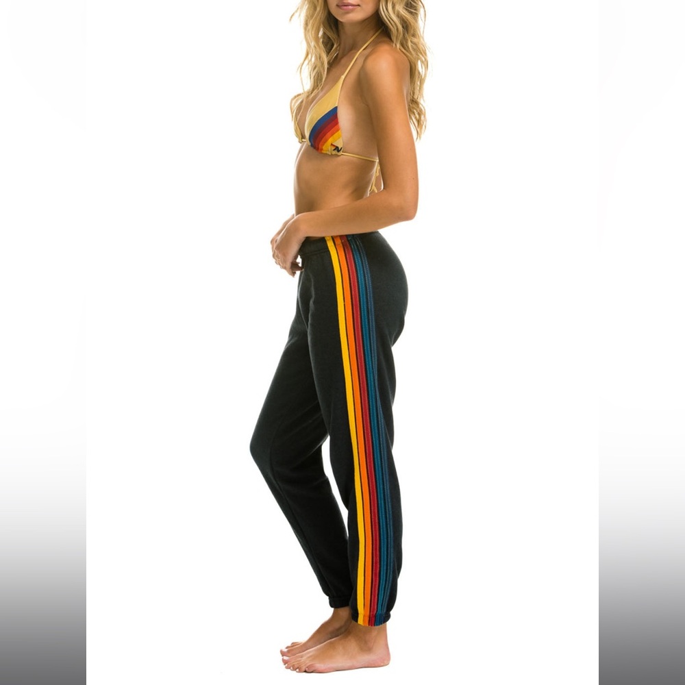 AVIATOR NATION 5 STRIPE SWEATPANTS - CHARCOAL